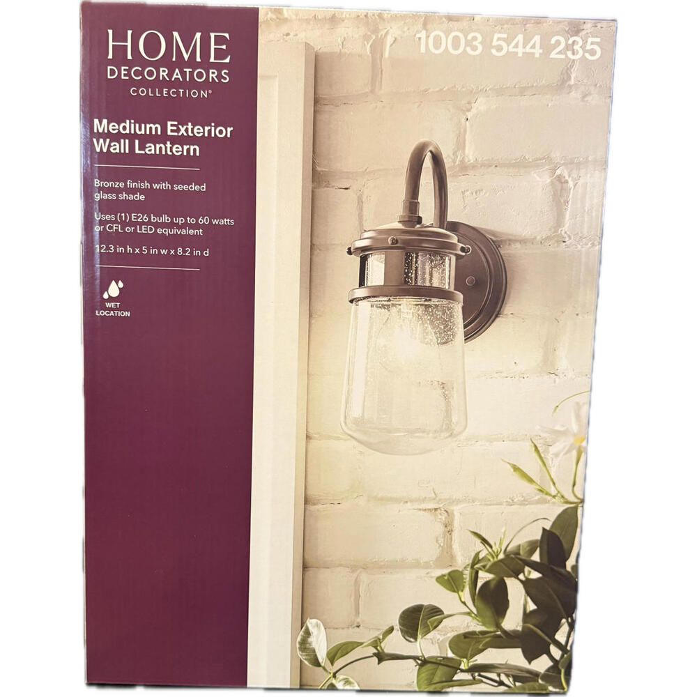 Home Decorators Collection 12.3 in. 1-Light Antique Bronze Outdoor Wall Lantern